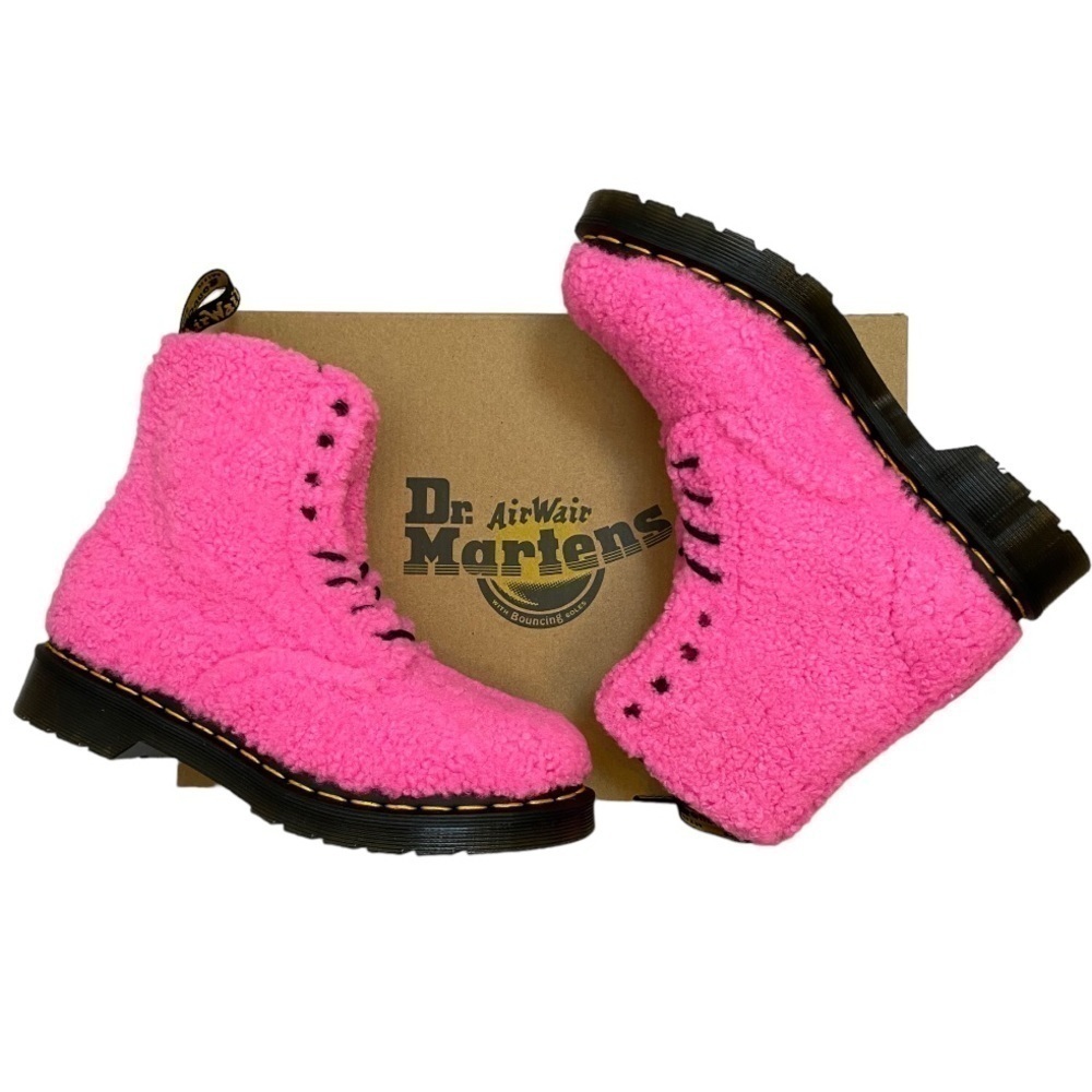 Dr. Martens 1460‎ Pascal Lux Borg Faux Fur Clash Pink Combat Boot Size 6 Women